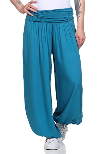 ZARMEXX Damen Haremshose Pumphose Aladinhose Pluderhose Yoga Freizeithose Sommerhose (Petrol, 36-42) von ZARMEXX