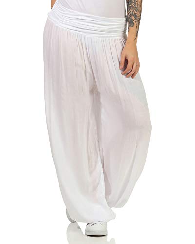 ZARMEXX Damen Haremshose Pumphose Aladinhose Pluderhose Yoga Freizeithose Sommerhose (Weiss, 36-42) von ZARMEXX