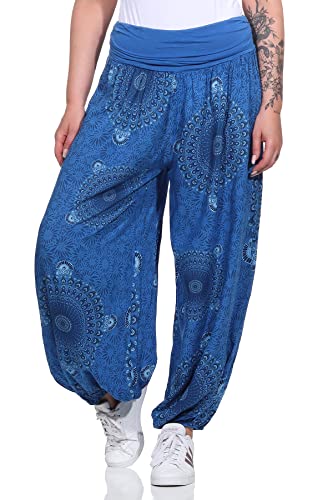 ZARMEXX Damen Haremshose Pumphose Aladinhose Pluderhose Yoga Freizeithose Sommerhose (blau-Mandala, 36-42) von ZARMEXX