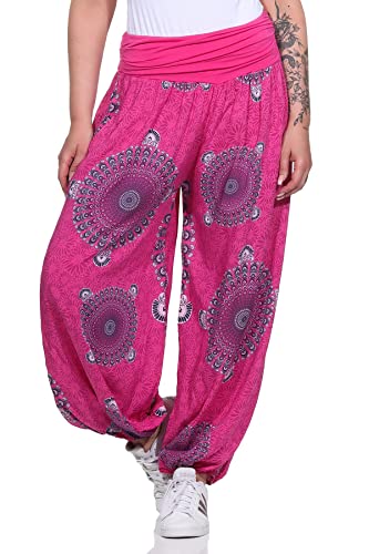 ZARMEXX Damen Haremshose Pumphose Aladinhose Pluderhose Yoga Freizeithose Sommerhose (pink-Mandala, 36-42) von ZARMEXX