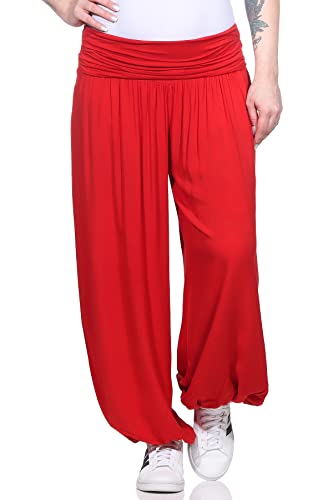 ZARMEXX Damen Haremshose Pumphose Aladinhose Pluderhose Yoga Freizeithose Sommerhose (rot, 36-42) von ZARMEXX