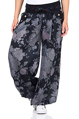 ZARMEXX Damen Haremshose Pumphose Ballonhose Pluderhose Yogahose Aladinhose Harem leichte Sommerhose mit Stoffgürtel (schwarz, 36-42) von ZARMEXX