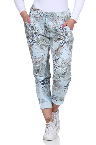 ZARMEXX Damen Hose Sommerhose Freizeithose Casual Business Hose mit Print Sweatpants Baggy (hellblau, 38-42) von ZARMEXX