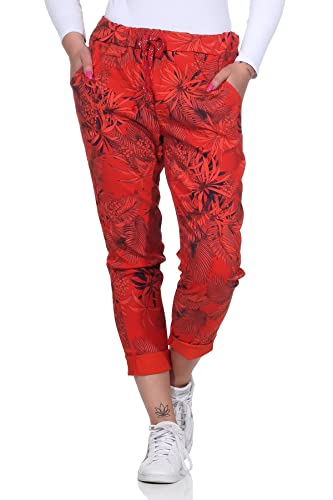 ZARMEXX Damen Hose Sommerhose Freizeithose Casual Business Hose mit Print Sweatpants Baggy (rot, 38-42) von ZARMEXX