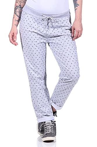 ZARMEXX Damen Jogginghosen Sweatpants Sommerhosen Damen Sporthosen Anker Freizeithosen Yogahosen Maritim (hellgrau, 36-40) von ZARMEXX