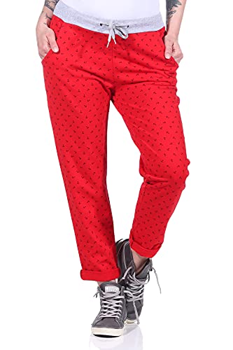 ZARMEXX Damen Jogginghosen Sweatpants Sommerhosen Damen Sporthosen Anker Freizeithosen Yogahosen Maritim (rot, 36-40) von ZARMEXX