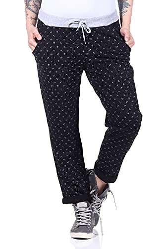 ZARMEXX Damen Jogginghosen Sweatpants Sommerhosen Damen Sporthosen Anker Freizeithosen Yogahosen Maritim (schwarz, 36-40) von ZARMEXX