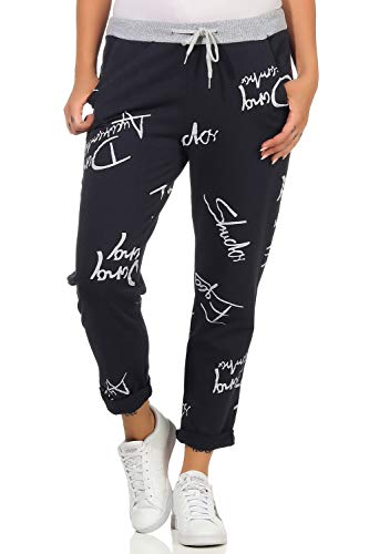 ZARMEXX Damen Joggpants Baggy Boyfriend Style Sweatpants All-Over Print für Freizeit und Sport (Navy, 36-40) von ZARMEXX