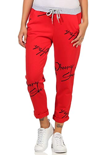 ZARMEXX Damen Joggpants Baggy Boyfriend Style Sweatpants All-Over Print für Freizeit und Sport (rot, 36-40) von ZARMEXX