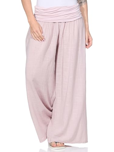 ZARMEXX Damen Pumphose Haremshose aus Baumwolle leichte Sommer Stoffhose Pluderhose zum Tanzen dünne Aladinhose Altrosa (OneSize 38-44) von ZARMEXX