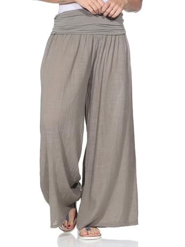ZARMEXX Damen Pumphose Haremshose aus Baumwolle leichte Sommer Stoffhose Pluderhose zum Tanzen dünne Aladinhose Cappuccino (OneSize 38-44) von ZARMEXX