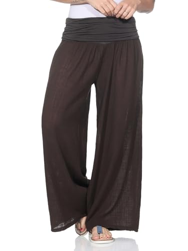 ZARMEXX Damen Pumphose Haremshose aus Baumwolle leichte Sommer Stoffhose Pluderhose zum Tanzen dünne Aladinhose braun (OneSize 38-44) von ZARMEXX
