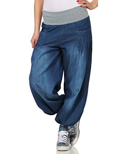 ZARMEXX Damen Pumphose im Denim Style Jeans Tanzhose Aladinhose zum Chillen Haremshose dunkelblau (34-42) von ZARMEXX