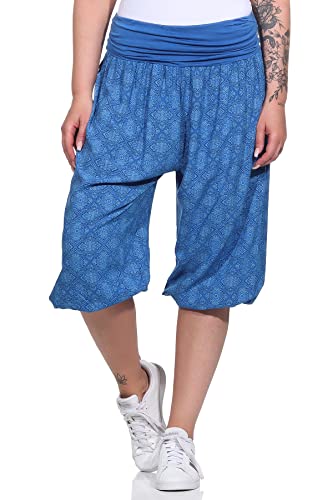 ZARMEXX Damen Pumphose knielange Capri Aladinhose Kurze 3/4 Pluderhose Haremstil Sommerhose mit elastischem Bund (blau, 34-42) von ZARMEXX