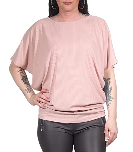 ZARMEXX Damen Shirt T-Shirt Oberteil mit Fledermaus Arm Kurzarm Sommer Bluse Rundhals Basic Top (Altrosa, 36-44) von ZARMEXX