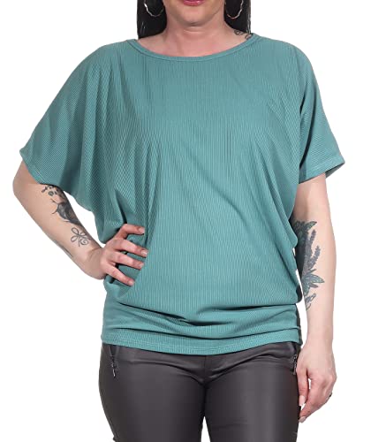 ZARMEXX Damen Shirt T-Shirt Oberteil mit Fledermaus Arm Kurzarm Sommer Bluse Rundhals Basic Top (minttuerkis, 36-44) von ZARMEXX