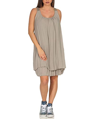 ZARMEXX Damen Sommerkleid Strandkleid mit Spitze ärmellos Tunika unifarben Freizeit Basic Cappuccino One Size (38-42) von ZARMEXX