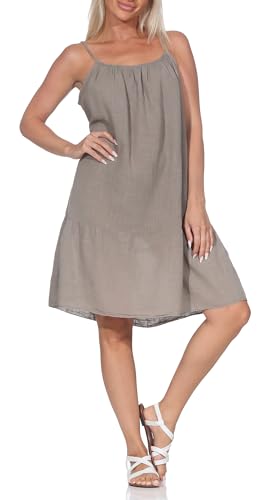 ZARMEXX Damen Sommerkleid ärmelloses Minikleid aus Baumwolle Spaghettiträger Oberteil Casual Basic kurzes Strandkleid (Gr.38-44, Cappuccino) von ZARMEXX