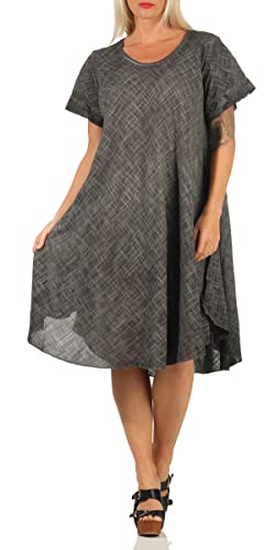 ZARMEXX Damen Sommerkleid bequemes Strandkleid unifarbenes Baumwollkleid Umstandskleid Tunika Oversize Gr. 44-48 (grau) von ZARMEXX
