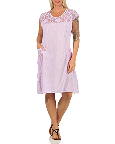 ZARMEXX Damen Sommerkleid mit Spitze unifarbenes Baumwollkleid Casual Basic (Flieder) von ZARMEXX