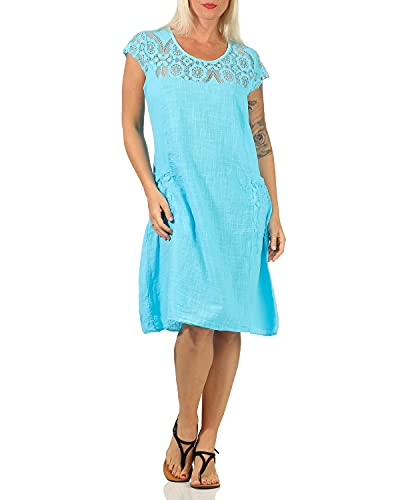 ZARMEXX Damen Sommerkleid mit Spitze unifarbenes Baumwollkleid Casual Basic (hellblau) von ZARMEXX