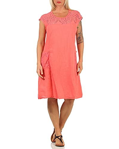 ZARMEXX Damen Sommerkleid mit Spitze unifarbenes Baumwollkleid Casual Basic (lachs) von ZARMEXX