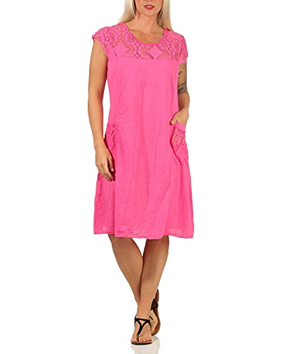 ZARMEXX Damen Sommerkleid mit Spitze unifarbenes Baumwollkleid Casual Basic (pink) von ZARMEXX