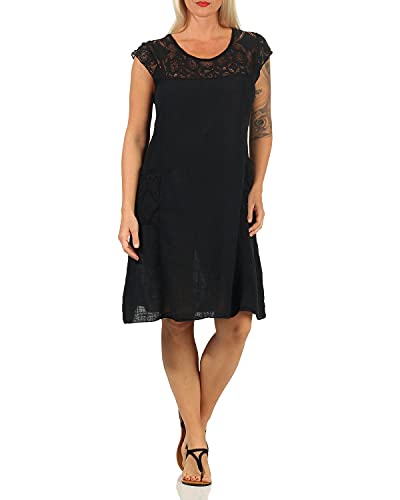 ZARMEXX Damen Sommerkleid mit Spitze unifarbenes Baumwollkleid Casual Basic (schwarz) von ZARMEXX