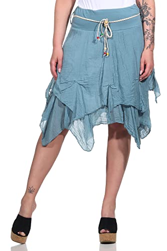 ZARMEXX Damen Sommerrock Zipfelrock unifarbener Rock kurzer Baumwollrock Elfenrock Boho (Jeansblau) von ZARMEXX