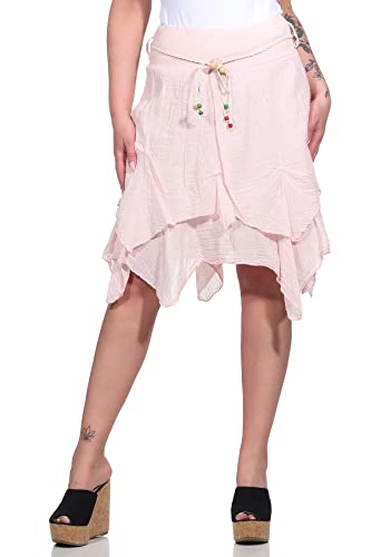 ZARMEXX Damen Sommerrock Zipfelrock unifarbener Rock kurzer Baumwollrock Elfenrock Boho (rosa) von ZARMEXX