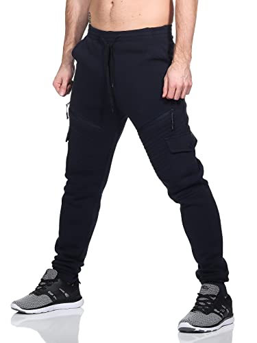 ZARMEXX Herren Cargo Jogginghose Trainingshose Sweatpants Jogger Sporthose für Männer (dunkelblau, L) von ZARMEXX