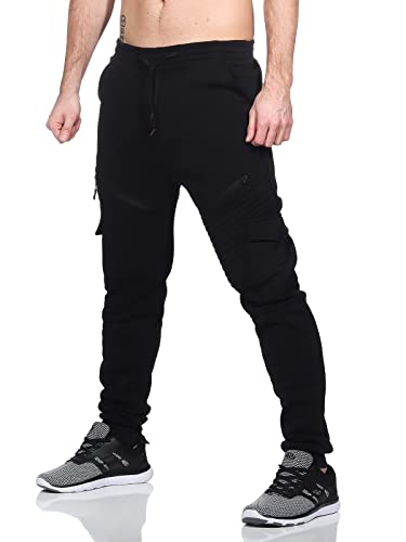 ZARMEXX Herren Cargo Jogginghose Trainingshose Sweatpants Jogger Sporthose für Männer (schwarz, L) von ZARMEXX