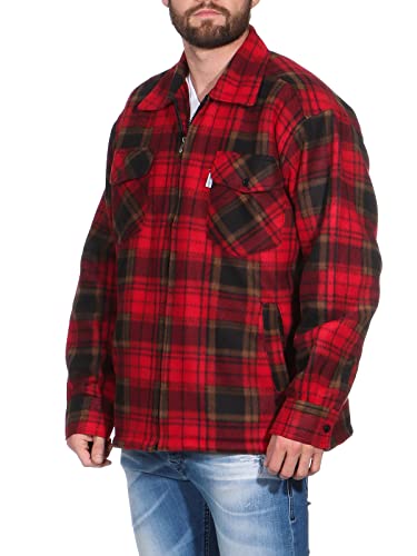 ZARMEXX Herren Thermohemd Karo Holzfällerjacke Arbeitsjacke mit Plüschfell Fleece Innenfutter Flanelljacke Kariert warm gefüttert (rot/braun, 3XL) von ZARMEXX