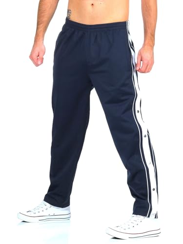 ZARMEXX Herren Trainingshose mit seitlicher Knopfleiste zum öffnen Button Up Sporthose Freizeithose Jogginghose Sportswear (Navy, 3XL) von ZARMEXX