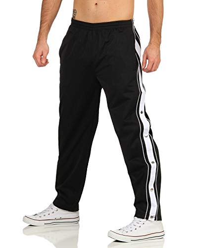 ZARMEXX Herren Trainingshose mit seitlicher Knopfleiste zum öffnen Button Up Sporthose Freizeithose Jogginghose Sportswear (schwarz, M) von ZARMEXX