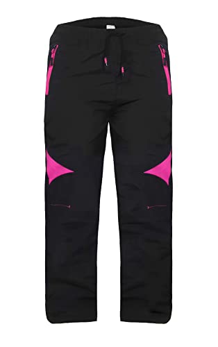 ZARMEXX Kinder Softshell Thermohose Jungen Mädchen Outdoor Trekking Herbst Winter Schneehose Ski Wanderhose (SF-1972 schwarz-pink, 140) von ZARMEXX