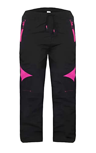 ZARMEXX Kinder Softshell Thermohose Jungen Mädchen Outdoor Trekking Herbst Winter Schneehose Ski Wanderhose (SF-1972 schwarz-pink, 164) von ZARMEXX