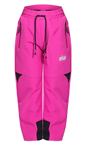 ZARMEXX Kinder Softshell Thermohose Jungen Mädchen Outdoor Trekking Herbst Winter Schneehose Ski Wanderhose (SF-1984 pink, 116) von ZARMEXX