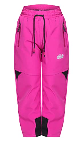 ZARMEXX Kinder Softshell Thermohose Jungen Mädchen Outdoor Trekking Herbst Winter Schneehose Ski Wanderhose (SF-1984 pink, 128) von ZARMEXX