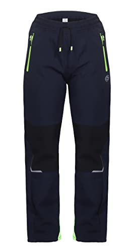 ZARMEXX Kinder Softshell Thermohose Jungen Mädchen Outdoor Trekking Herbst Winter Schneehose Ski Wanderhose (SF-1992 Navy-gelb, 140) von ZARMEXX