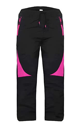 ZARMEXX Kinder Thermohose Jungen Mädchen Outdoor Softshell Hose Trekking Herbst Winter Schneehose Skihose Wanderhose (1993 schwarz-pink, 146) von ZARMEXX