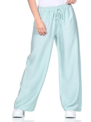 ZARMEXX leichte Damen Sommerhose Stoffhose mit weitem Bein Bequeme Freizeithose Palazzohose einfarbig Mint (OneSize 36-40) von ZARMEXX