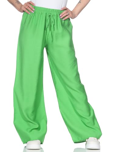 ZARMEXX leichte Damen Sommerhose Stoffhose mit weitem Bein Bequeme Freizeithose Palazzohose einfarbig grün (OneSize 36-40) von ZARMEXX