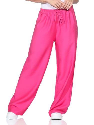 ZARMEXX leichte Damen Sommerhose Stoffhose mit weitem Bein Bequeme Freizeithose Palazzohose einfarbig pink (OneSize 36-40) von ZARMEXX