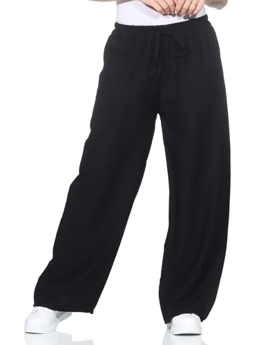 ZARMEXX leichte Damen Sommerhose Stoffhose mit weitem Bein Bequeme Freizeithose Palazzohose einfarbig schwarz (OneSize 36-40) von ZARMEXX