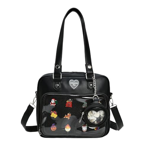 ZAROXOXS Ita Bag Crossbody Handtaschen Kawaii Schultertasche mit Einsatz Anime Pins Display, 08-Schwarz von ZAROXOXS