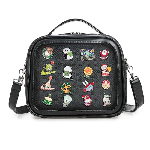 ZAROXOXS Ita Bag Crossbody Handtaschen Kawaii Schultertasche mit Einsatz Anime Pins Display, Schwarz/Rot von ZAROXOXS