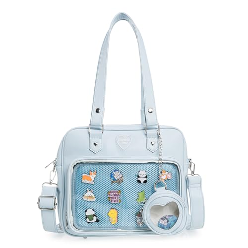 ZAROXOXS Ita Bag Crossbody Handtaschen Kawaii Schultertaschen Quadrat mit Einsatz Anime Pins Display, Hellgrün von ZAROXOXS