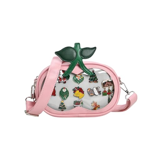 ZAROXOXS Süße Obstkirsche Ita Bag Geldbörse Crossbody klein Kawaii Klarsichtfenster Pin Einsatz mit abnehmbarem Riemen, Pink, Süße Obstkirsche Ita Tasche von ZAROXOXS