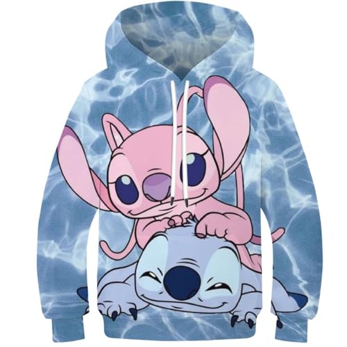 ZARUX 3D-Lilo & Stitch-Kapuzenpullover Für Kinder,Teenager,Jungen Und Mädchen,Langärmelige,Lustige Pullover-Sweatshirts,Kapuzenpullover,Kinder-Herbstkleidung Von 9–11 Jahren von ZARUX